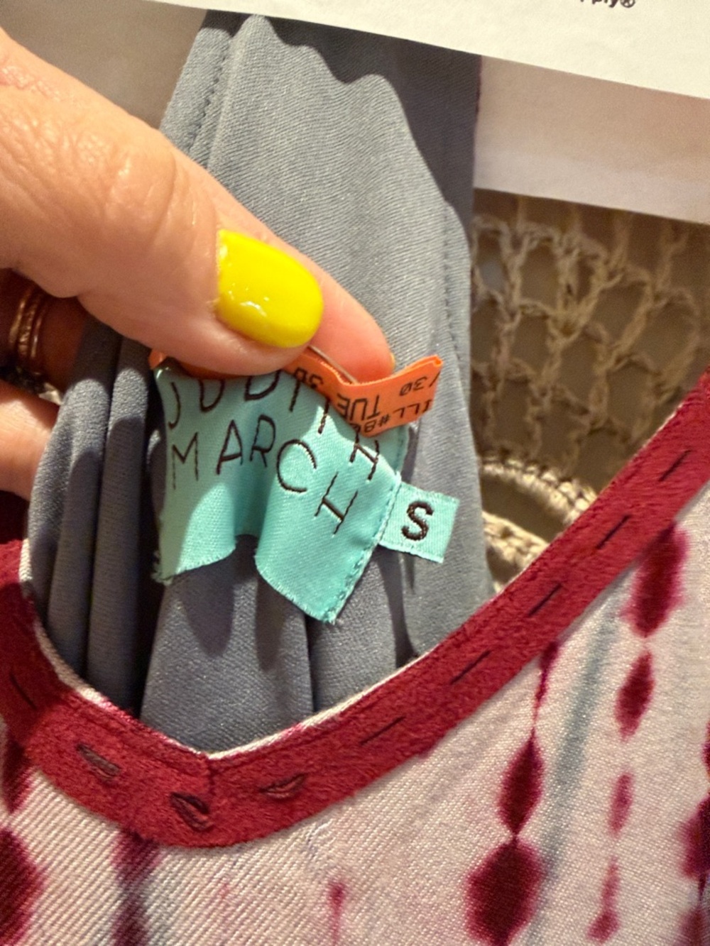 Judith March Red and Gray Tie-Dye Slip Dress - Picture 4 of 15